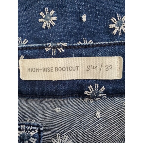 Pilcro Anthropologie Embroidered High-Rise Bootcut Denim Jeans Size 32 - Picture 6 of 7